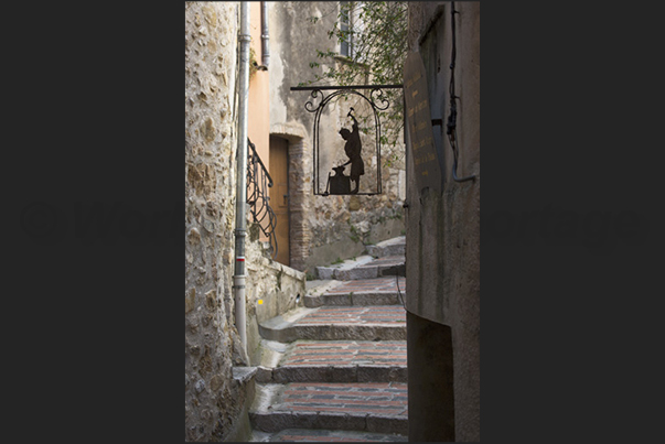 The medieval village of Roquebrune. The blacksmith signboard