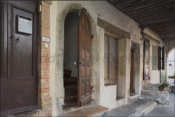 Arcades on the Place des Arcades the main square of the village