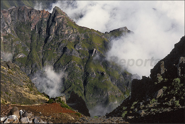 Panorama from Pico de Areeiro (1.818 m) the highest point of the island often covered in clouds