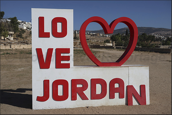Archaeological site. Greeting sign from the hippodrome square