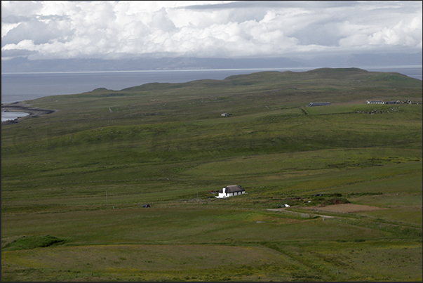Pastures and farms on the north-eastern coast of the island