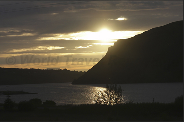 The deep bay of Loch Harport where the town of Port Nalong is located