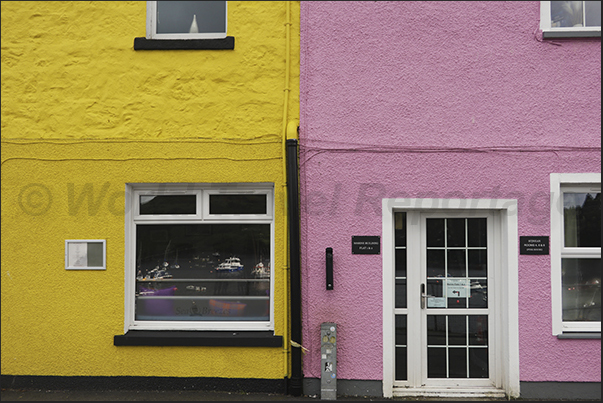 Portree fishing village. Dozens of colorful houses line the village's waterfront