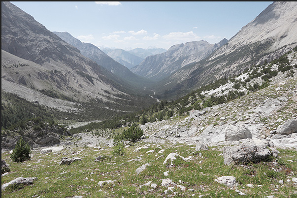 The French valley leading to the hamlet of Les Acles behind the Grand Hoche rock range