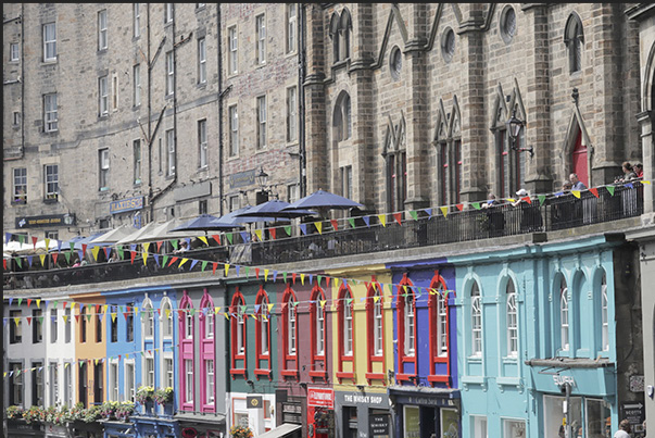 Victoria Street a splash of colour among grey buildings. The most popular street for tourists with shops, pubs and restaurants Victoria Street a splash of colour among grey buildings. The most popular street for tourists with shops, pubs and restaurants