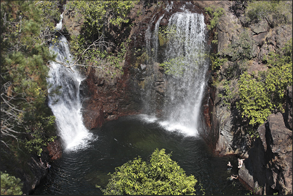 Florence Falls. Waterfalls in the forest with a series of natural pools where is possible to swim safely