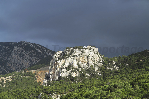 The castle of Monolithos built on Mount Akramitis (West Coast)