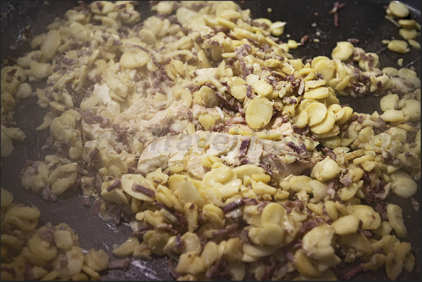 Tartiflet, a typical dish with mountain cheese, potatoes and sausage