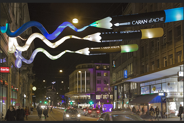 Pencil drawing in the sky, one of the works that participated in the last edition of the Festival of Lights