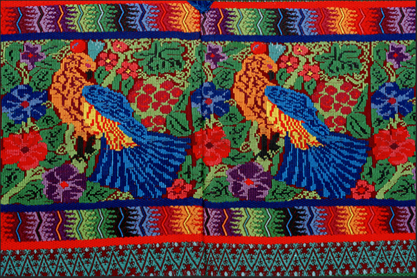 A traditional Maya carpet. Everyone with a symbolic meaning-religious as well as colors